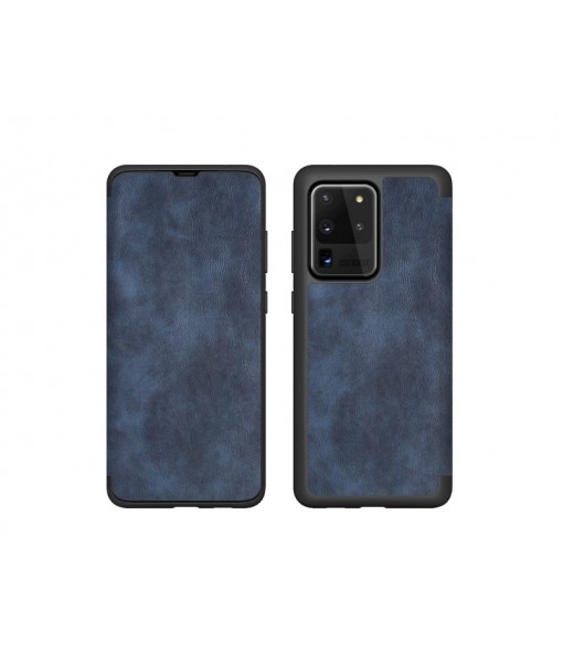 Husa Samsung Galaxy S20 Ultra, Premium Flip Book Leather, Piele Ecologica, Albastru